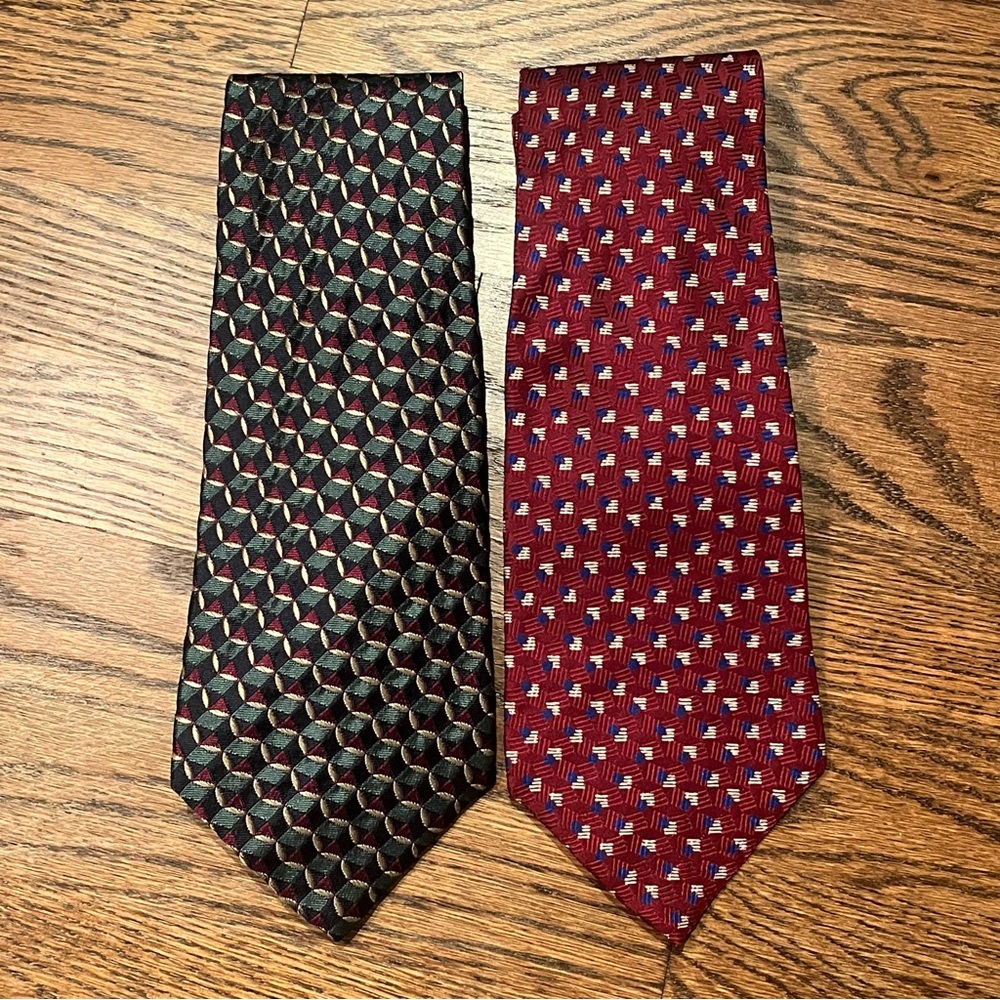 Vintage Polo by Ralph Lauren 100% Silk Handmade Red and Green Ties - Lot of 2
